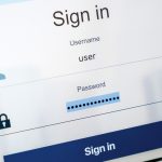 Login screen. Username and password in Internet browser on computer screen