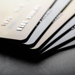 Credit cards that are stacked neatly together,selective focus